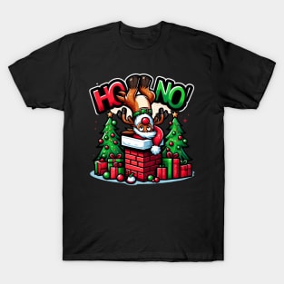 Oh no! Christmas Reindeer in the Chimney T-Shirt